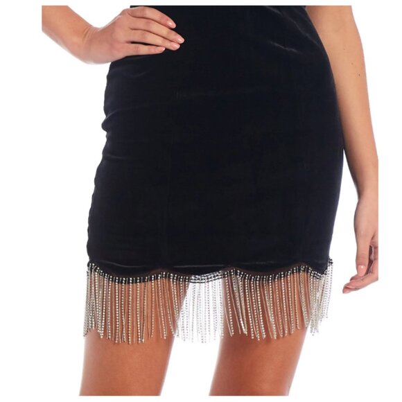 City Vibe V-Neckline Velvet Scallop Rhinestone Fringe Hem Size‎ 7 - Picture 4 of 15
